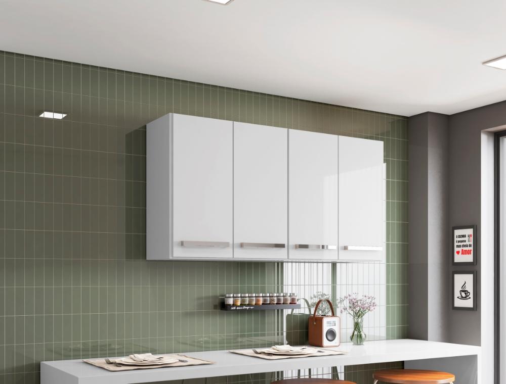 Armario Suspenso Para Cozinha 4 Portas Branco Georgia Bela Casa