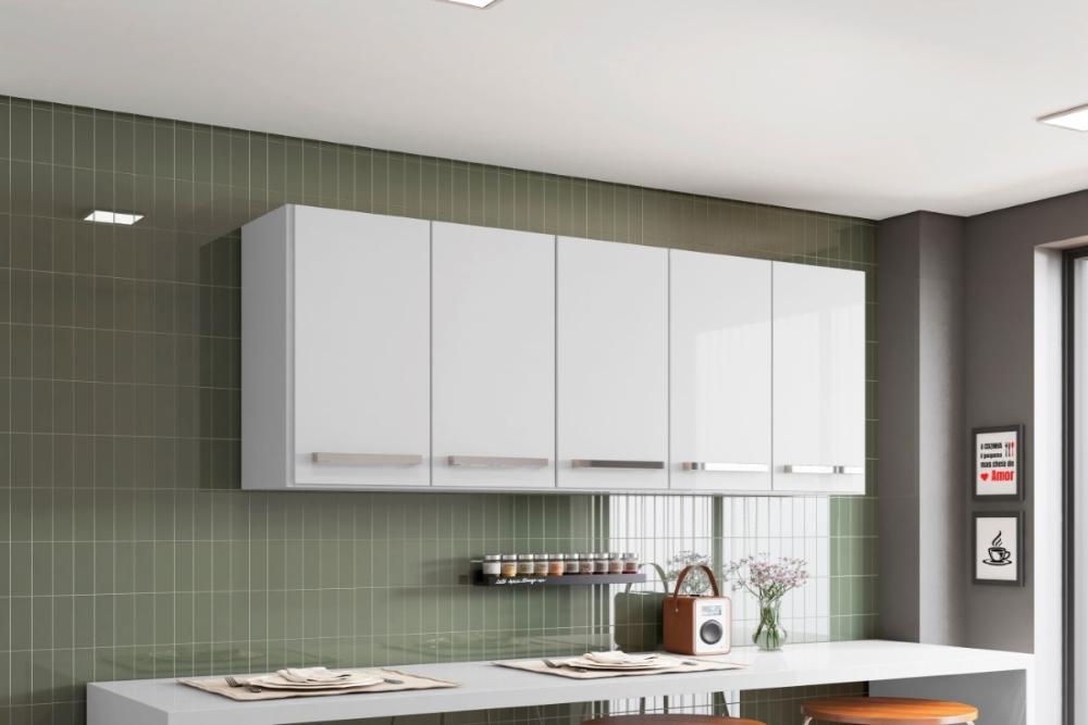 Armario Suspenso Para Cozinha 5 Portas Branco Santorini Bela Casa