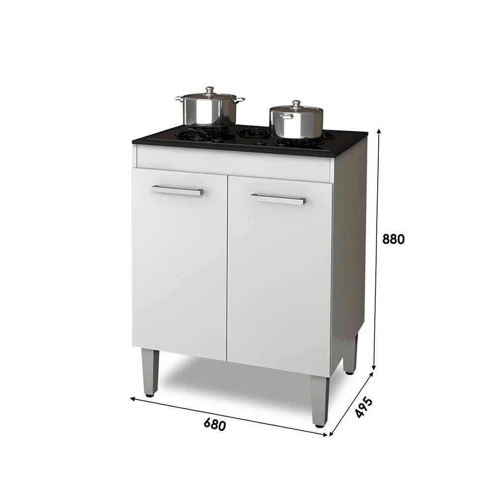 BALCÃO PARA COOKTOP 5 BOCAS 2 PORTAS BRANCO NAURU