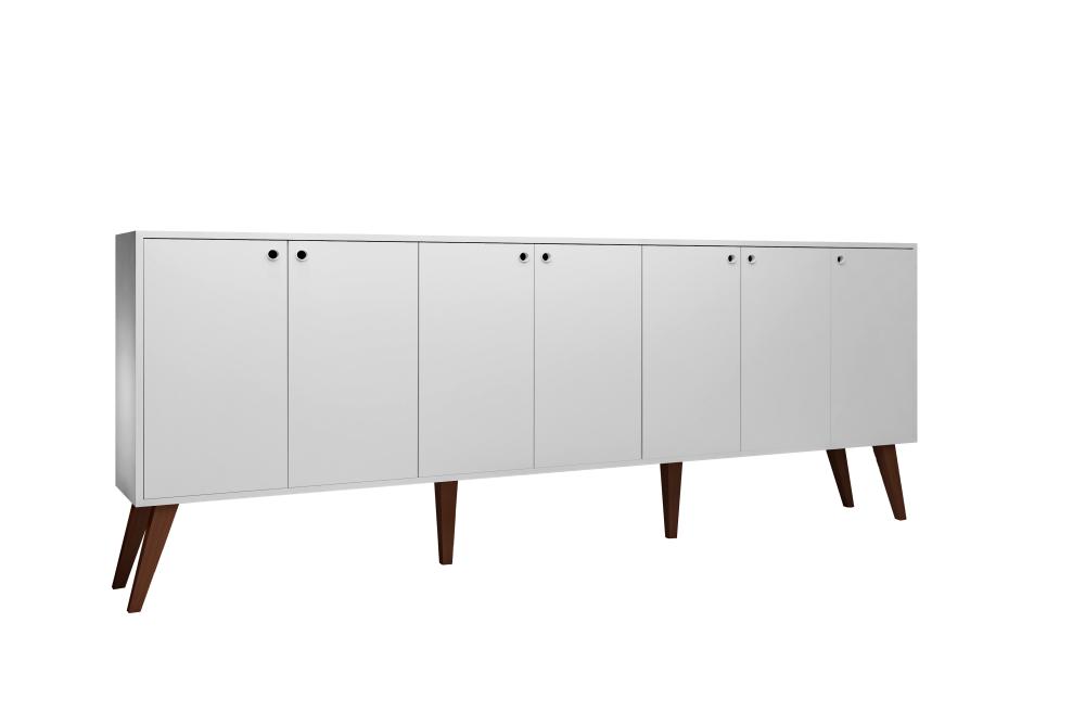Balcão Aparador Buffet Retrô 7 Portas Com Pés Palito Branco Bela Casa