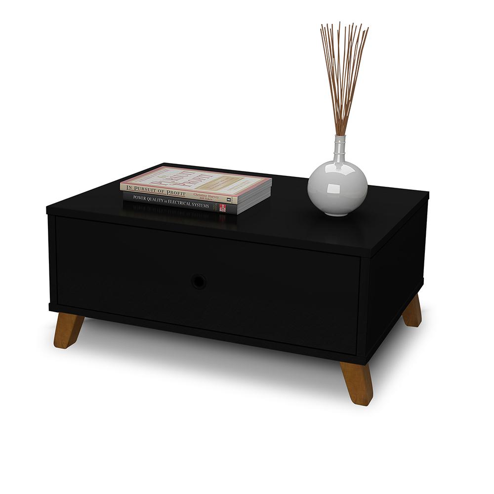 MESA DE CENTRO 1 GAVETA RETRO PRETO CAMBOJA