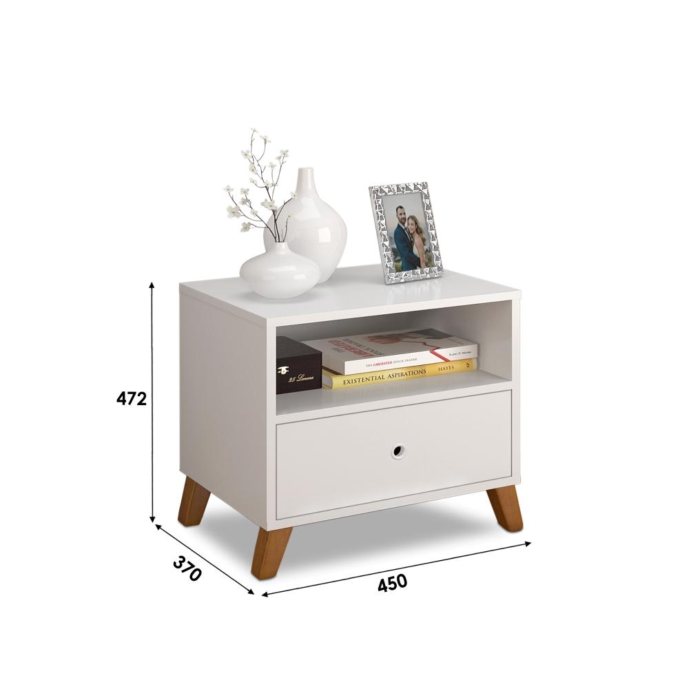 Mesa De Cabeceira 1 Gaveta E 1 Nicho  Branco