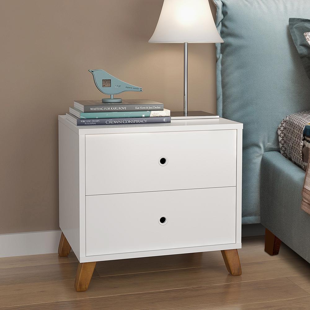 Mesa De Cabeceira 2 Gavetas  Branco
