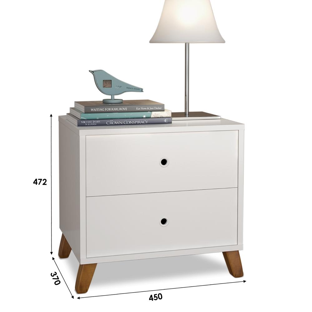 Mesa De Cabeceira 2 Gavetas  Branco