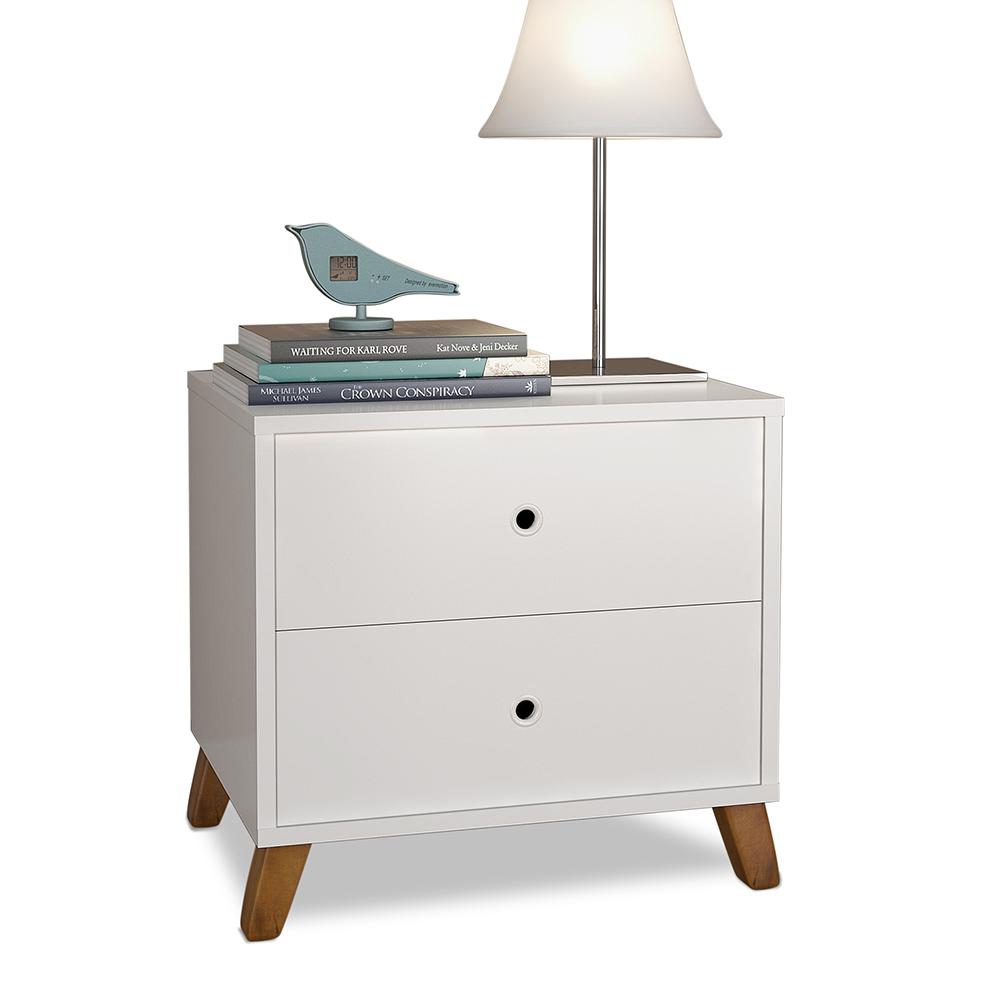 Mesa De Cabeceira 2 Gavetas  Branco