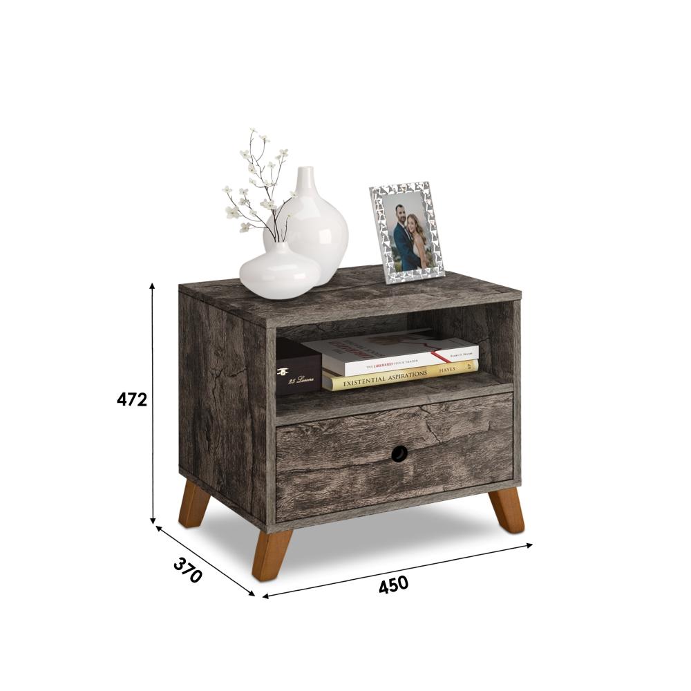 Mesa De Cabeceira Retro 1 Gaveta E 1 Nicho Brunei