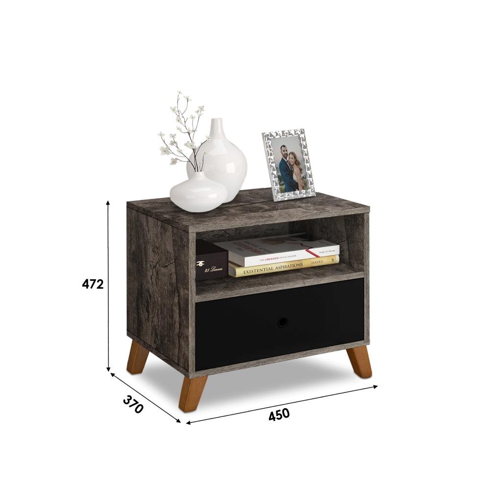 Mesa De Cabeceira Retro 1 Gaveta E 1 Nicho Brunei