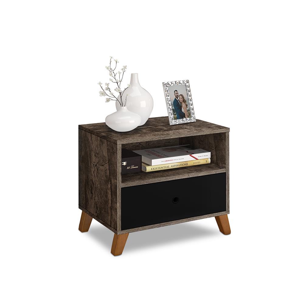 Mesa De Cabeceira Retro 1 Gaveta E 1 Nicho Brunei