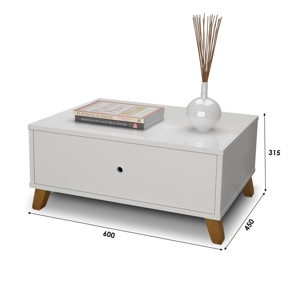 Mesa De Centro 1 Gaveta Moderna Camboja Branco