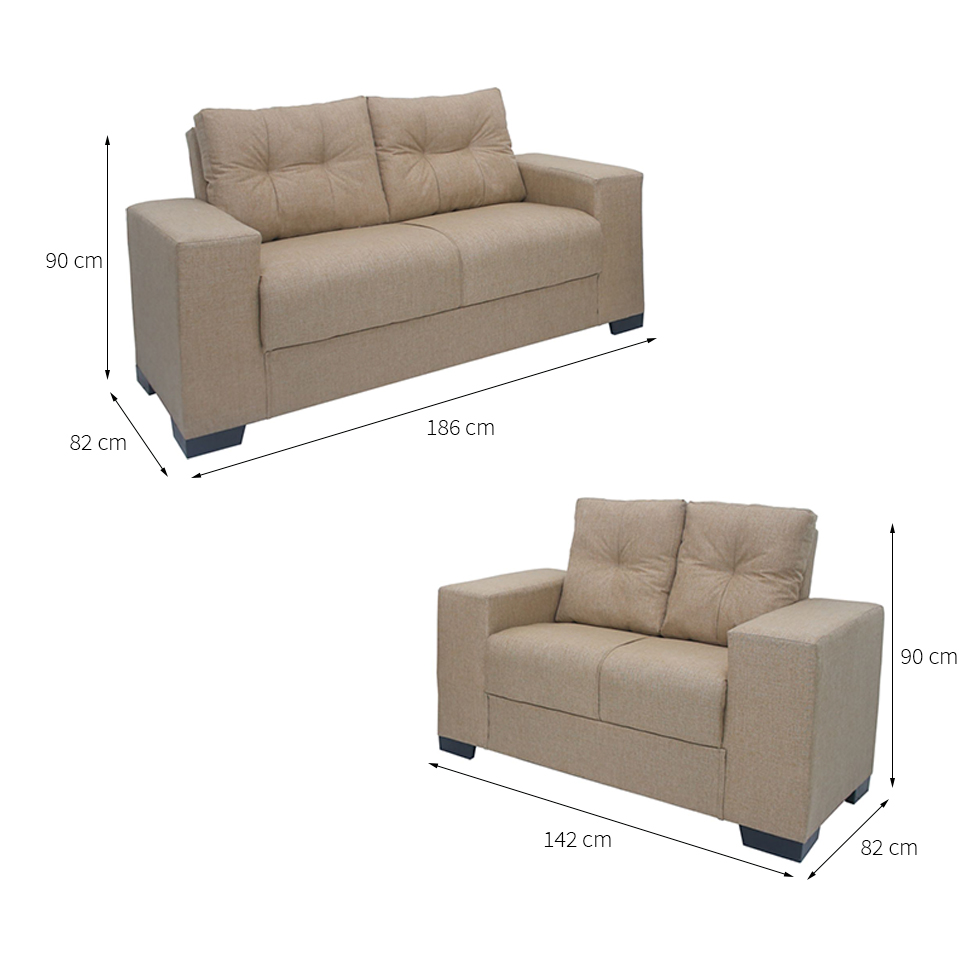 Conjunto de Sofás 2 e 3 Lugares Linho Barcelona Bege