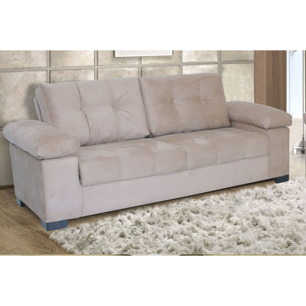 Sofá 3 Lugares Monte Carlo Suede Bege