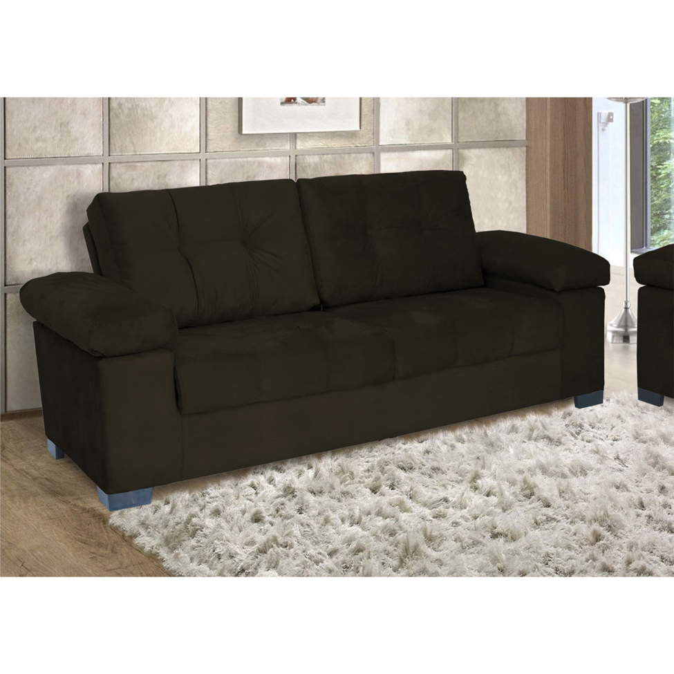 Sofá 3 Lugares Monte Carlo Suede Marrom
