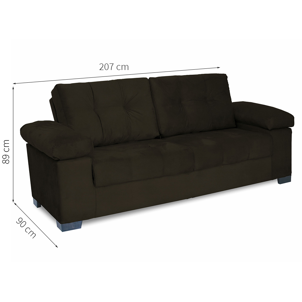 Sofá 3 Lugares Monte Carlo Suede Marrom