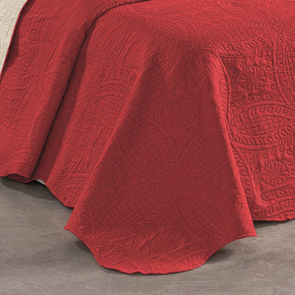 Colcha King Bouti dupla Face 03 Peças - Vermelho 