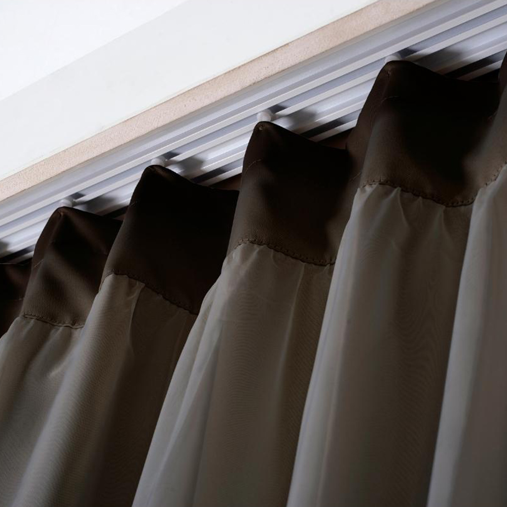 Cortina 2 Mts Sala Quarto Escritório Blackout Voal Trilho Comum - Tabaco
