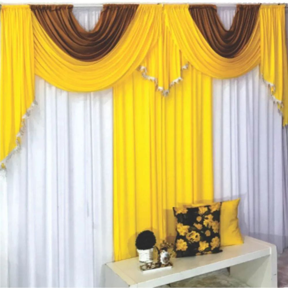 Cortina Niagara para Varão em Malha 3,00m x 2,60m Sala Quarto - Amarela