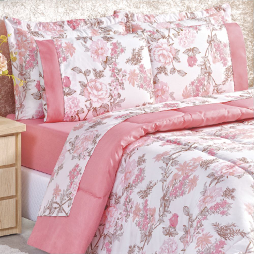 Edredom Naturallys Super King Dupla Face - Serene Rosa