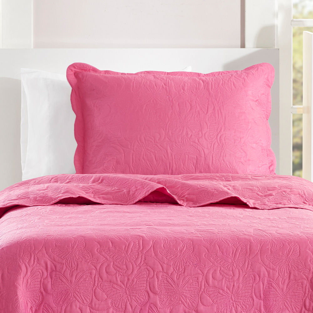 Kit Cobre Leito Colcha Bouti Solteiro Infantil 2 Peças - Pink 