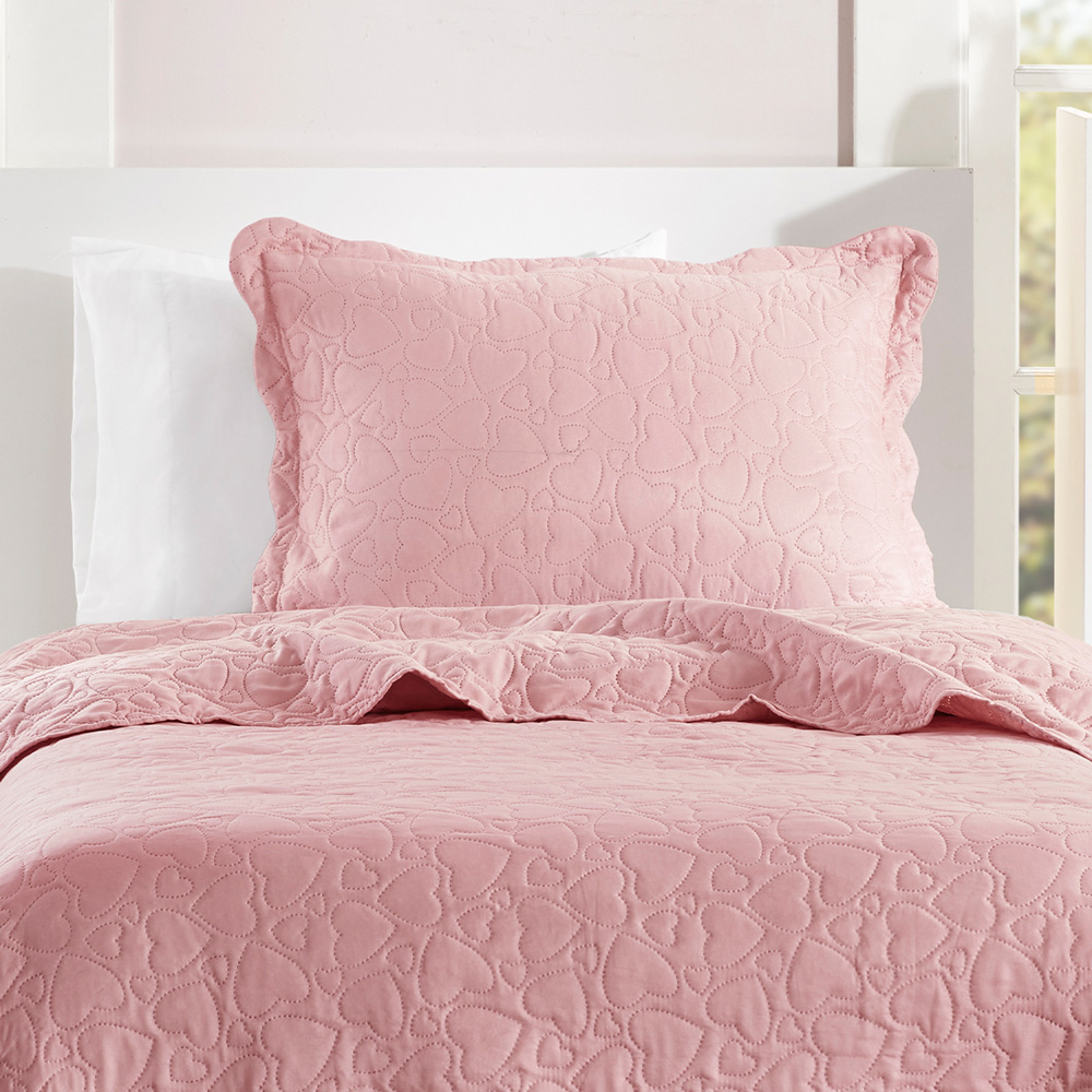 Kit Cobre Leito Colcha Bouti Solteiro Infantil 2 Peças - Rosa 