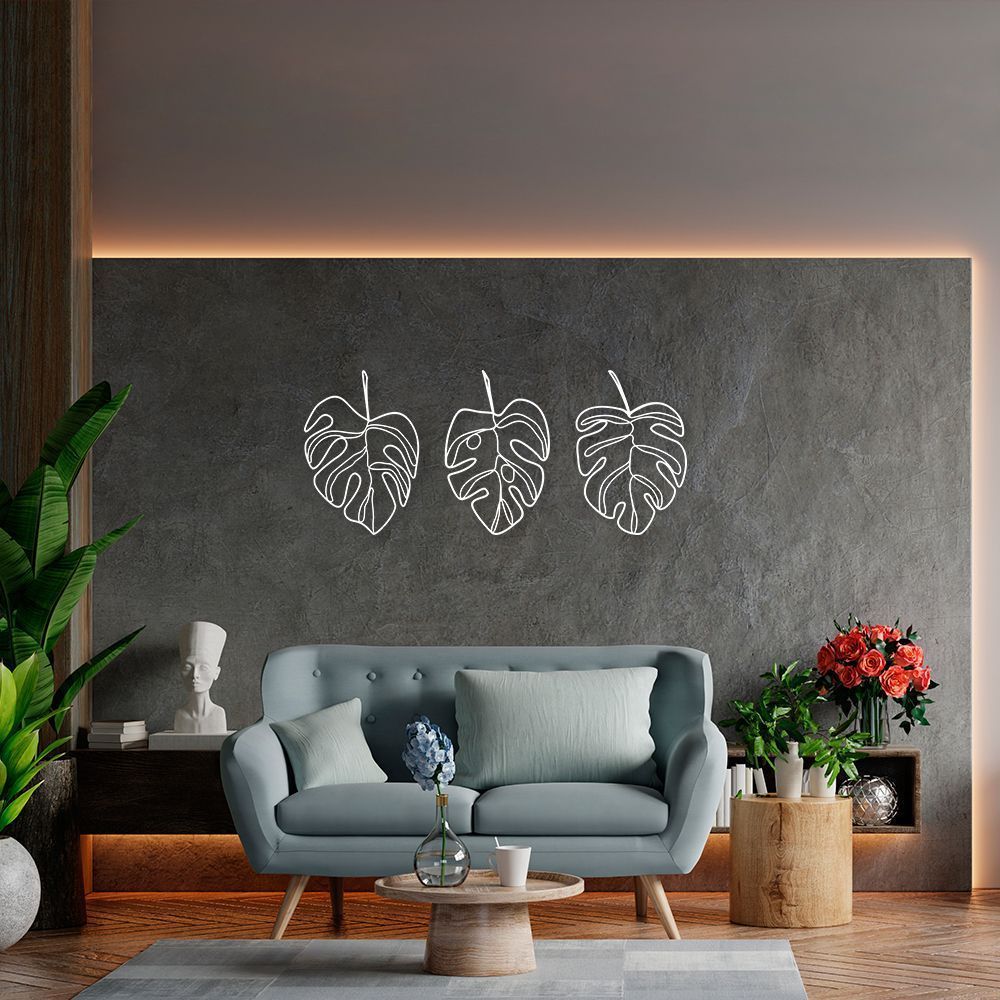 Escultura Trio Folhas Costela de Adão 90x208 Branco