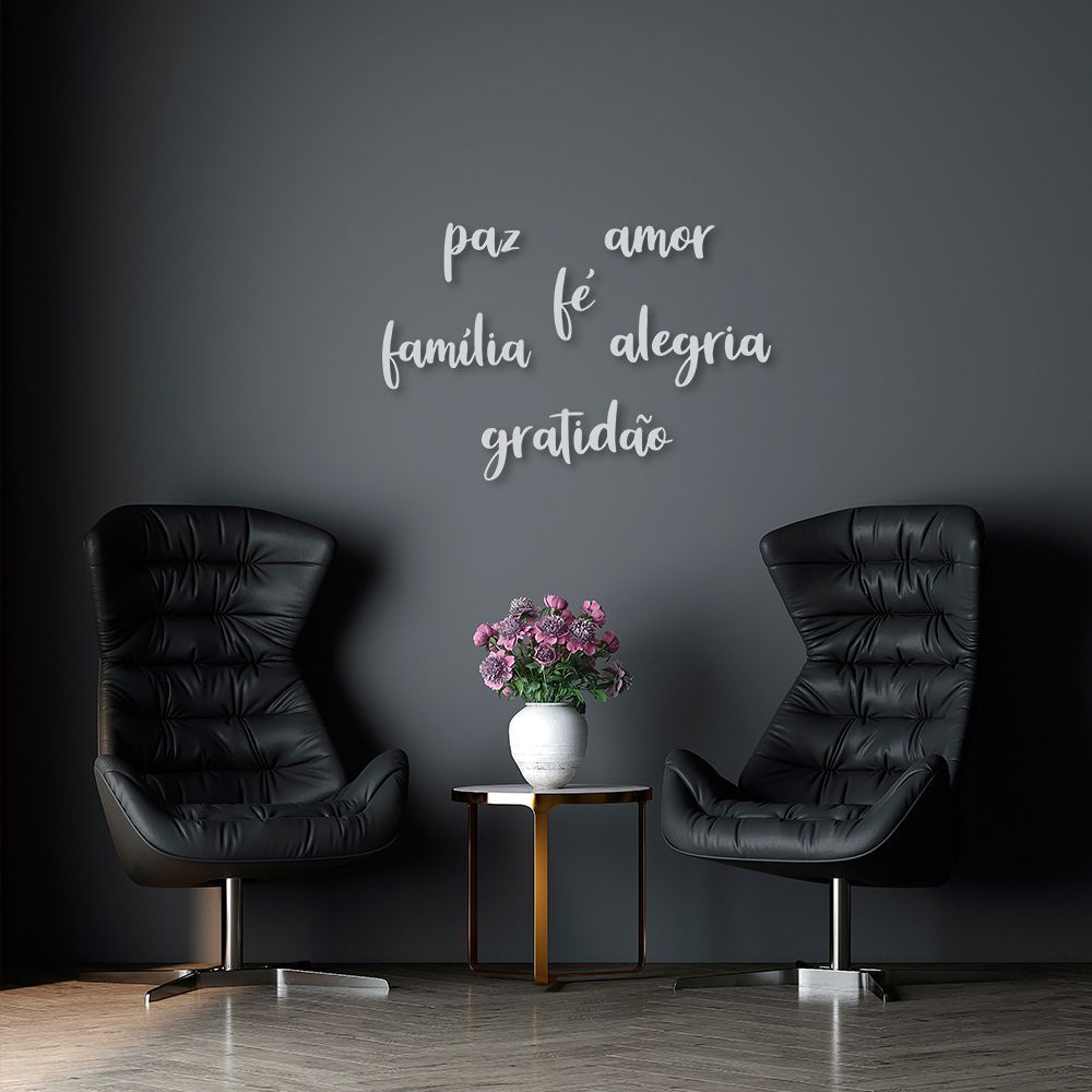 Frase de Parede 6 Palavras Médio Cinza