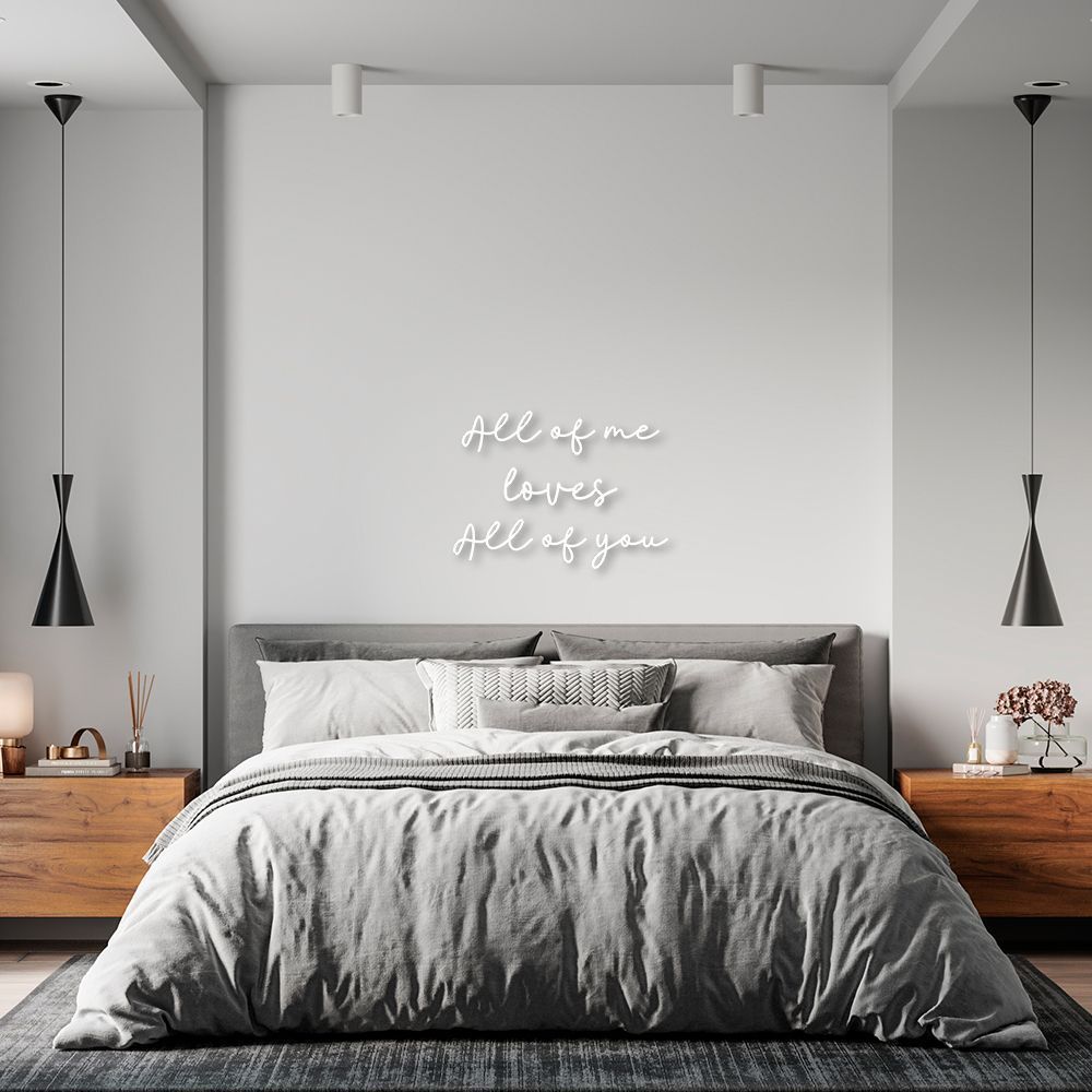 Frase de Parede All of Me Loves All Of You 60x44 Branco