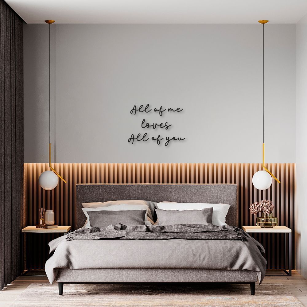 Frase de Parede All of Me Loves All Of You 60x44 Preto