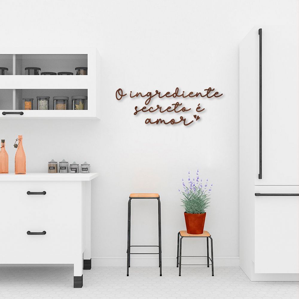Frase de Parede Cozinha Ingrediente Secreto 120x42 Marrom