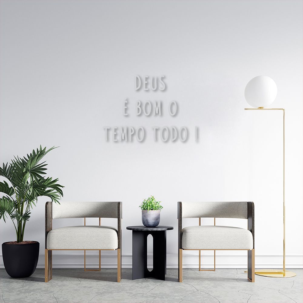Frase de Parede Deus é bom 80x56 Cinza