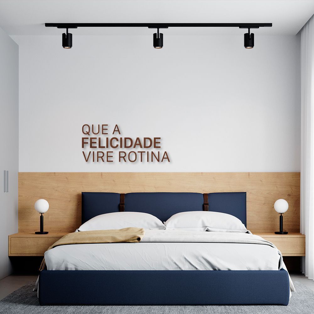 Frase de Parede Felicidade Vire Rotina 120x51 Marrom