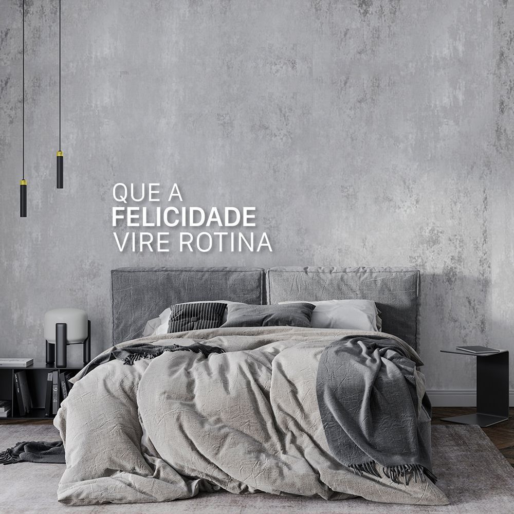 Frase de Parede Felicidade Vire Rotina 150x64 Branco