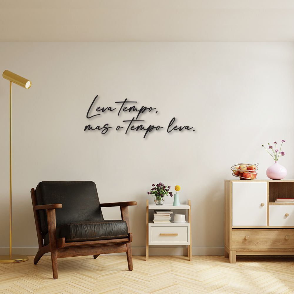 Frase de Parede Leva tempo 150x58 Preto