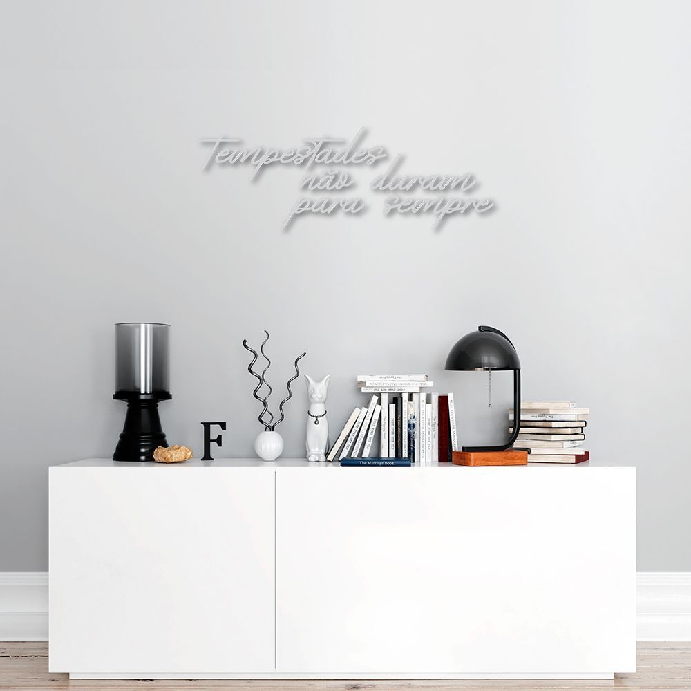 Frase de Parede Tempestades não duram 100x34 Cinza