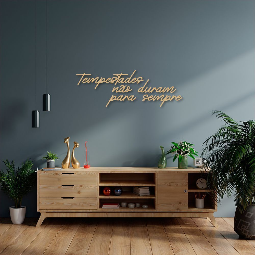 Frase de Parede Tempestades não duram 60x20 Areia