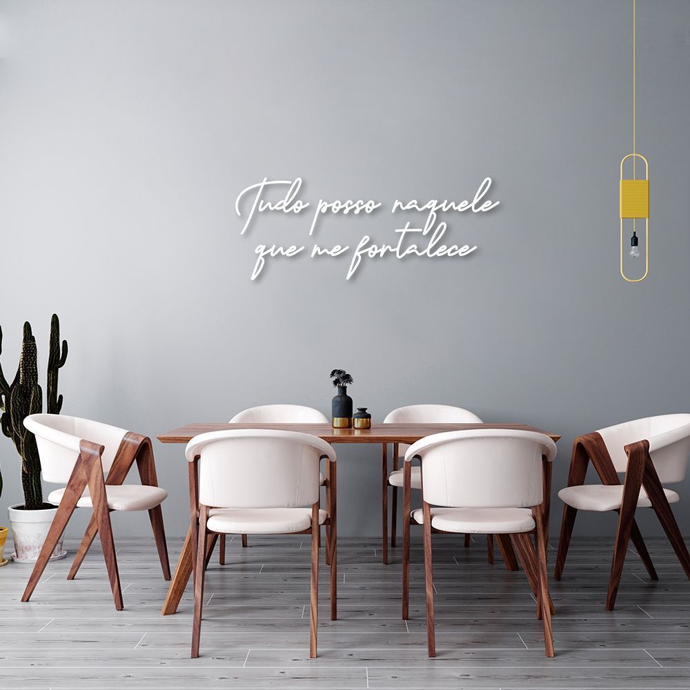 Frase de Parede Tudo posso naquele Q fortalece 120x46 Branco