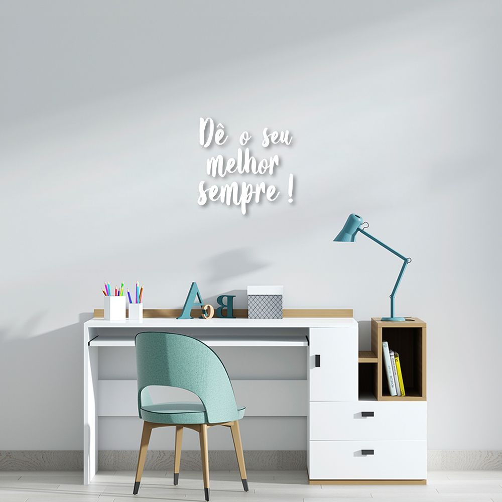 Frase de Parede em Relevo Dê o seu Melhor 120x117 Branco