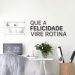 Frase de Parede em Relevo Felicidade Vire Rotina 80x33 Preto