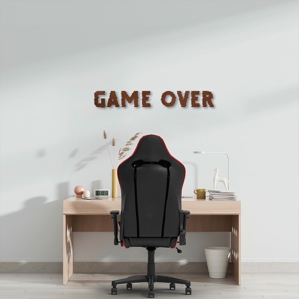 Frase de Parede em Relevo Glitch Game Over 100x14 Marrom
