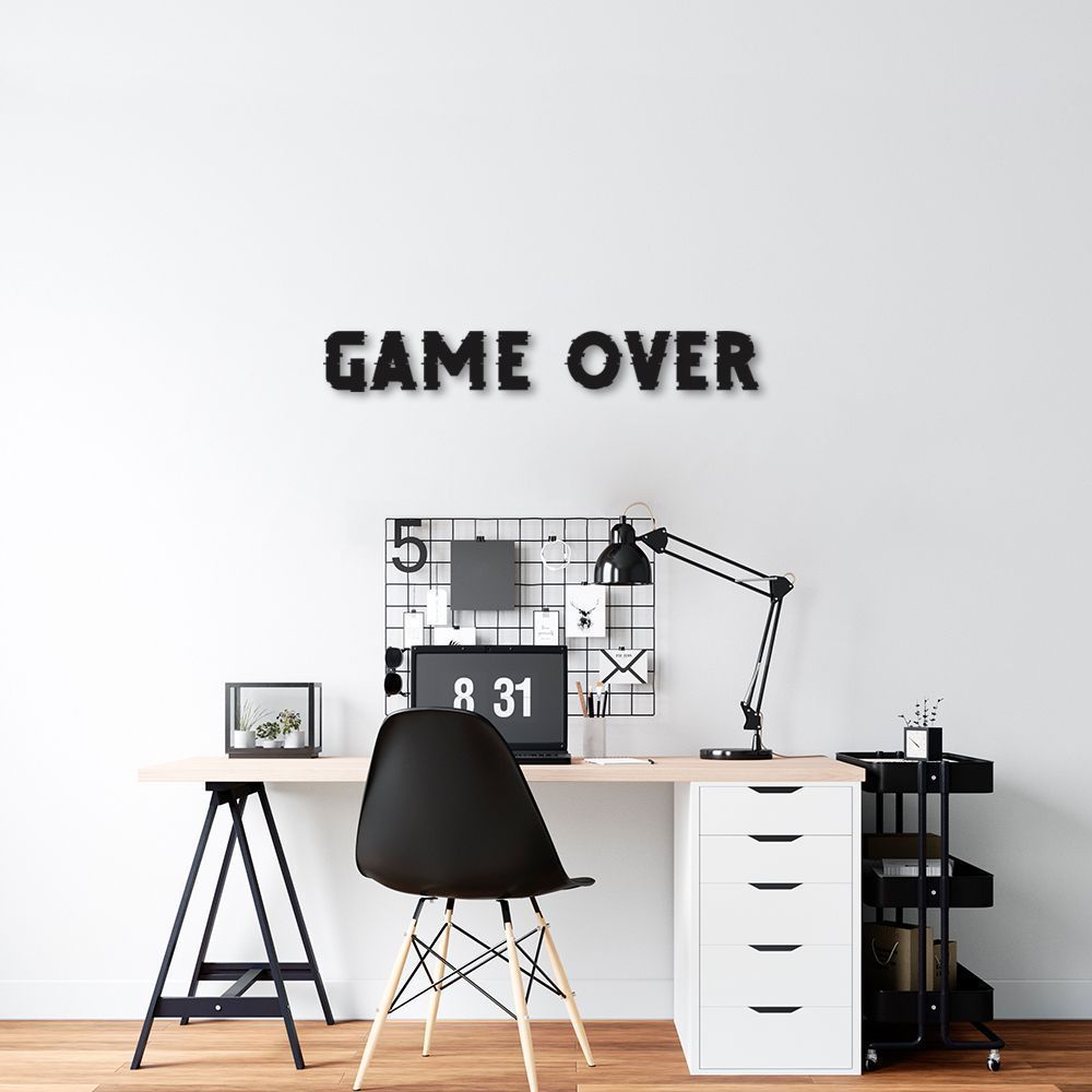 Frase de Parede em Relevo Glitch Game Over 100x14 Preto