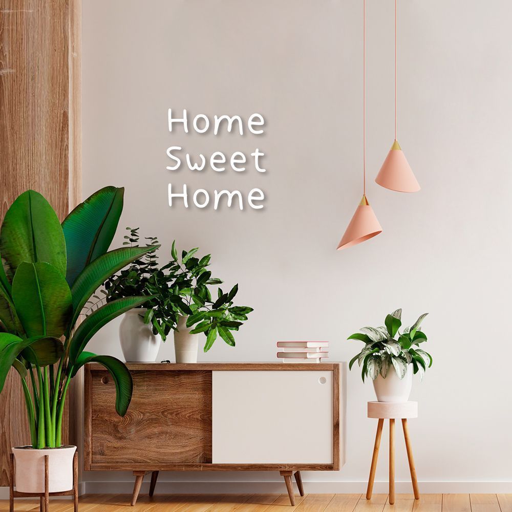 Frase de Parede em Relevo Home Sweet Home 120x117 Branco