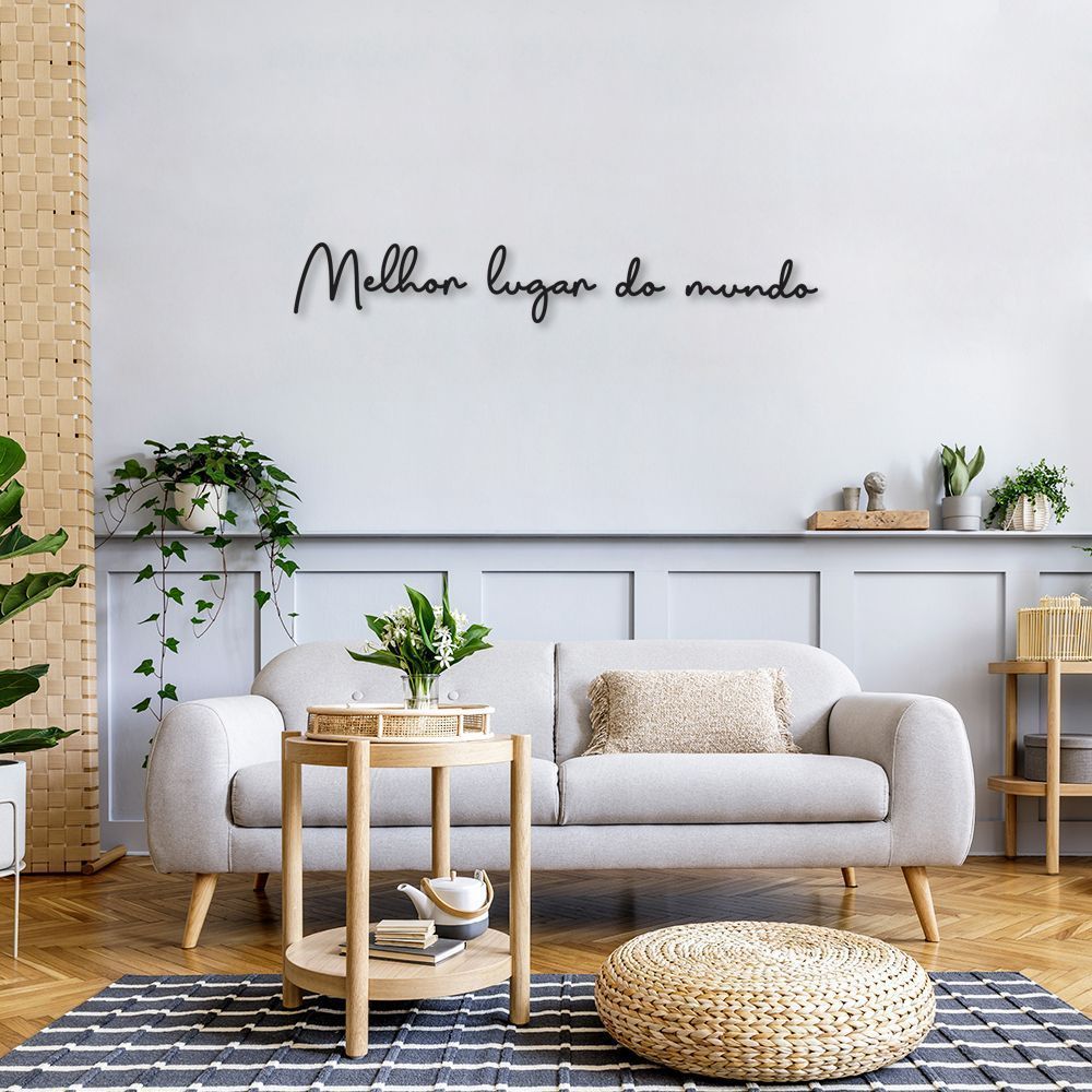 Frase de Parede em Relevo Melhor lugar do mundo 80x12 Preto