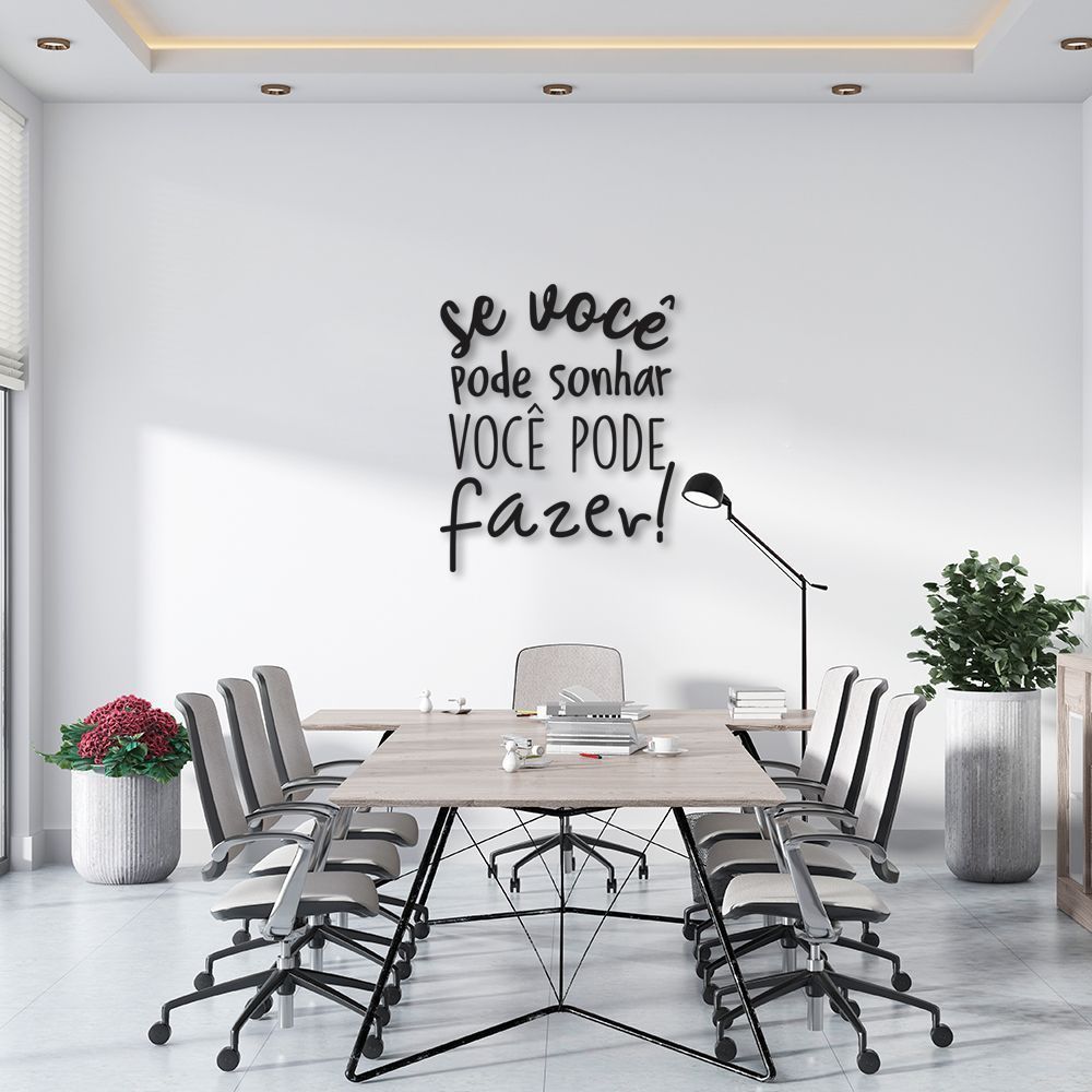 Frase de Parede em Relevo Sonhar e Fazer 150x122 Preto