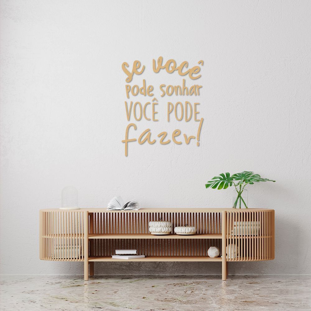 Frase de Parede em Relevo Sonhar e Fazer 60x49 Areia