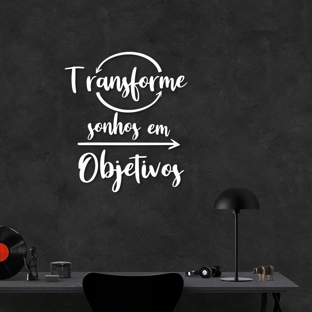 Frase de Parede em Relevo Transforme Sonhos 120x105 Branco