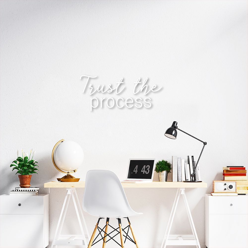Frase de Parede em Relevo Trust the Process 100x43 Branco