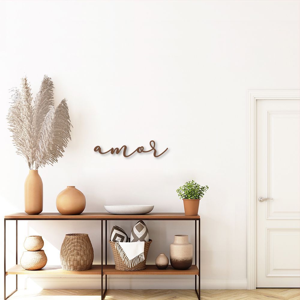 Palavra de Parede em Relevo Amor 30x7 Marrom
