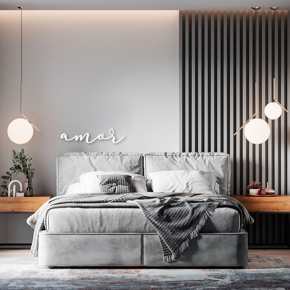 Palavra de Parede em Relevo Amor 45x10 Branco