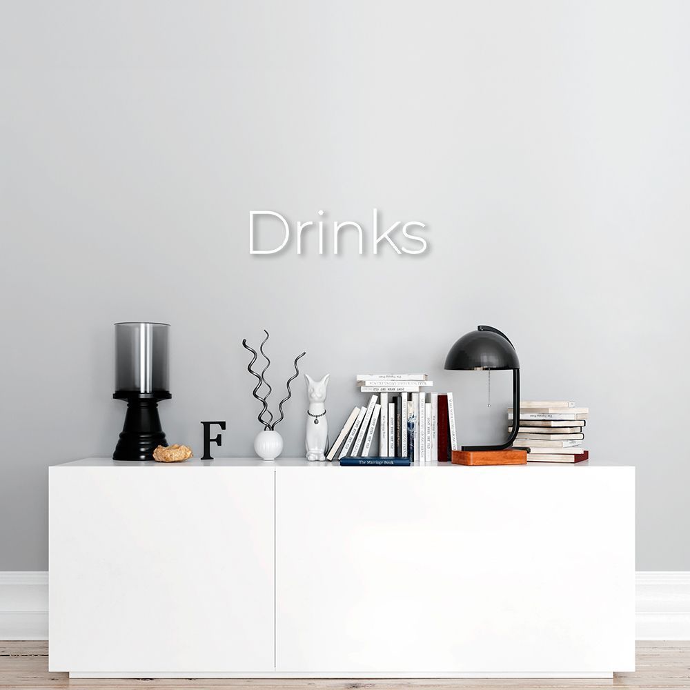 Palavra de Parede em Relevo Drinks 100x25 Branco