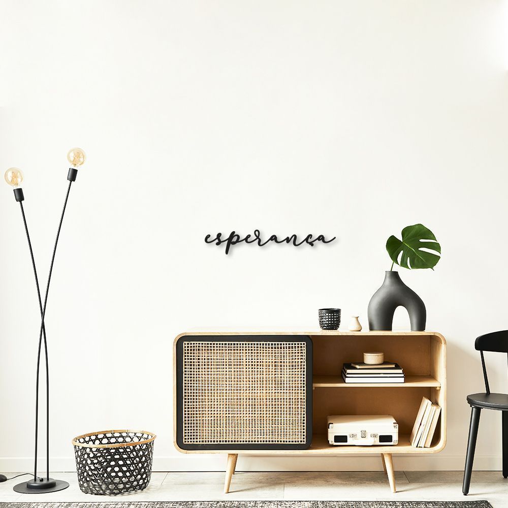 Palavra de Parede em Relevo Esperança 100x18 Preto