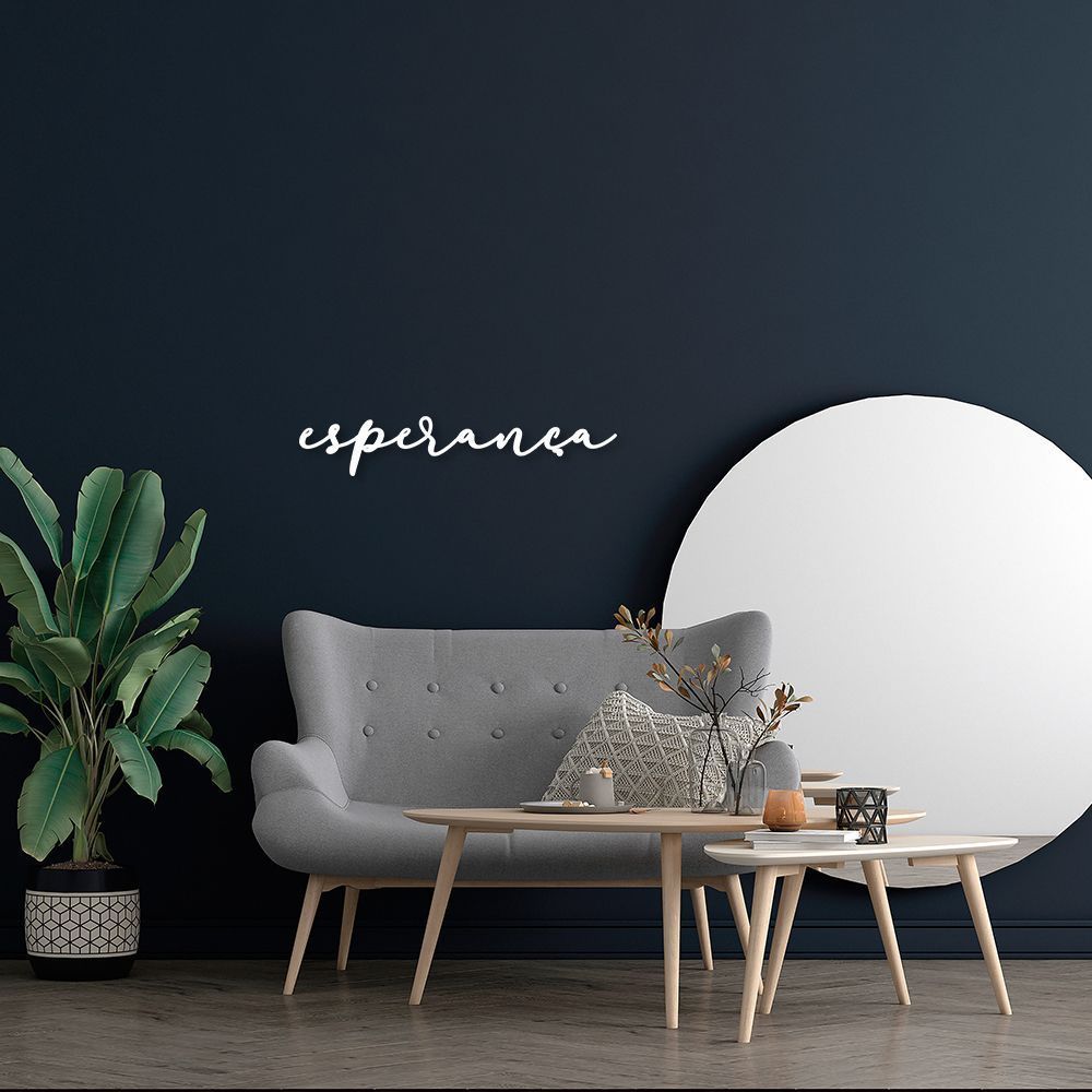Palavra de Parede em Relevo Esperança 150x28 Branco